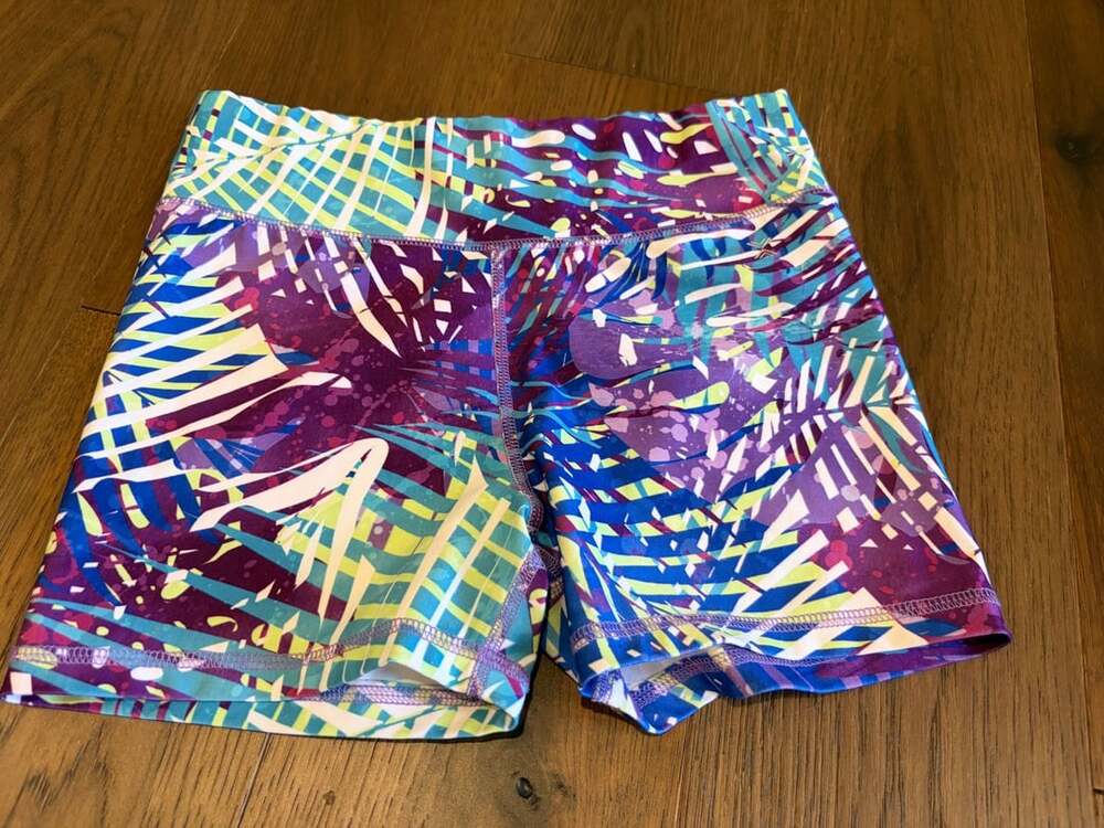 Xersion Athletic Shorts Size L 14 Multicolored Tropical Print Quick-Dri